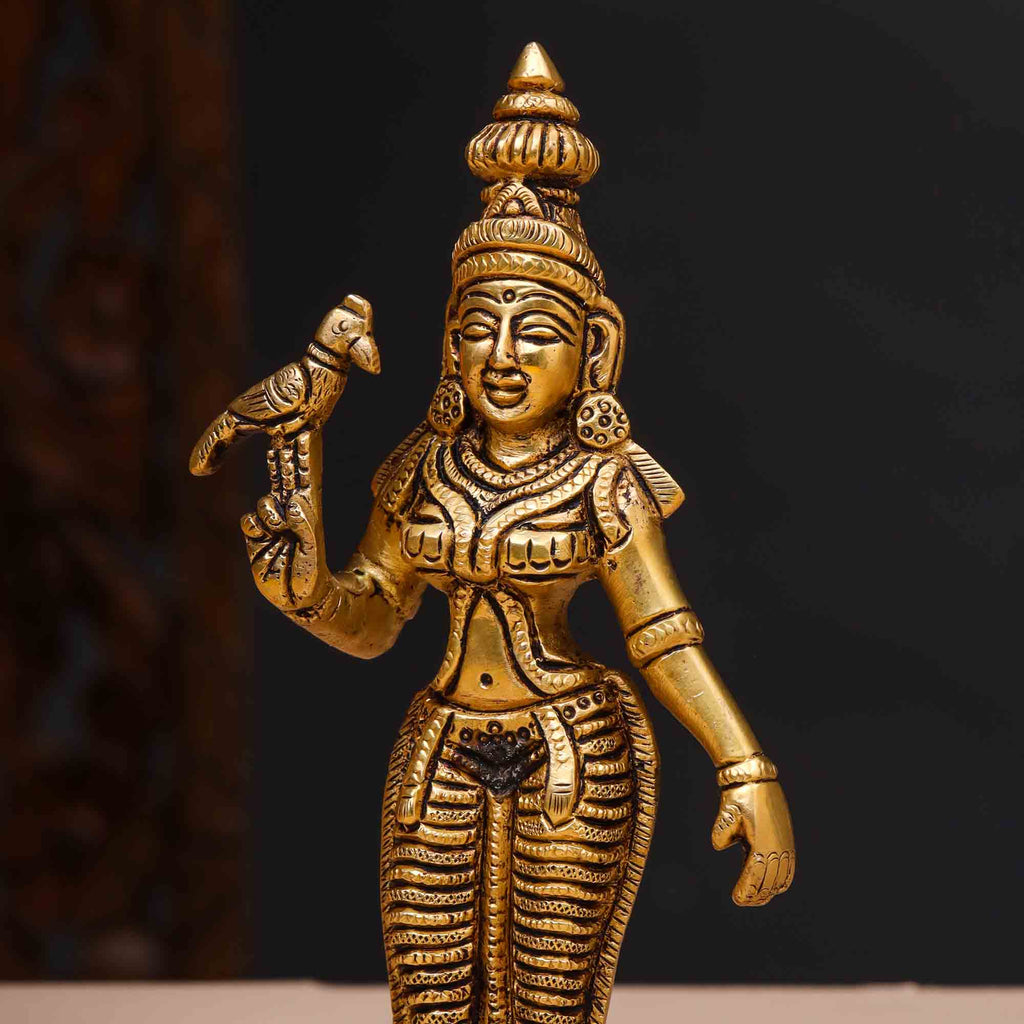 Brass Madurai Meenakshi Devi Idol (7.5 Inch) | data fragment HEIGHT