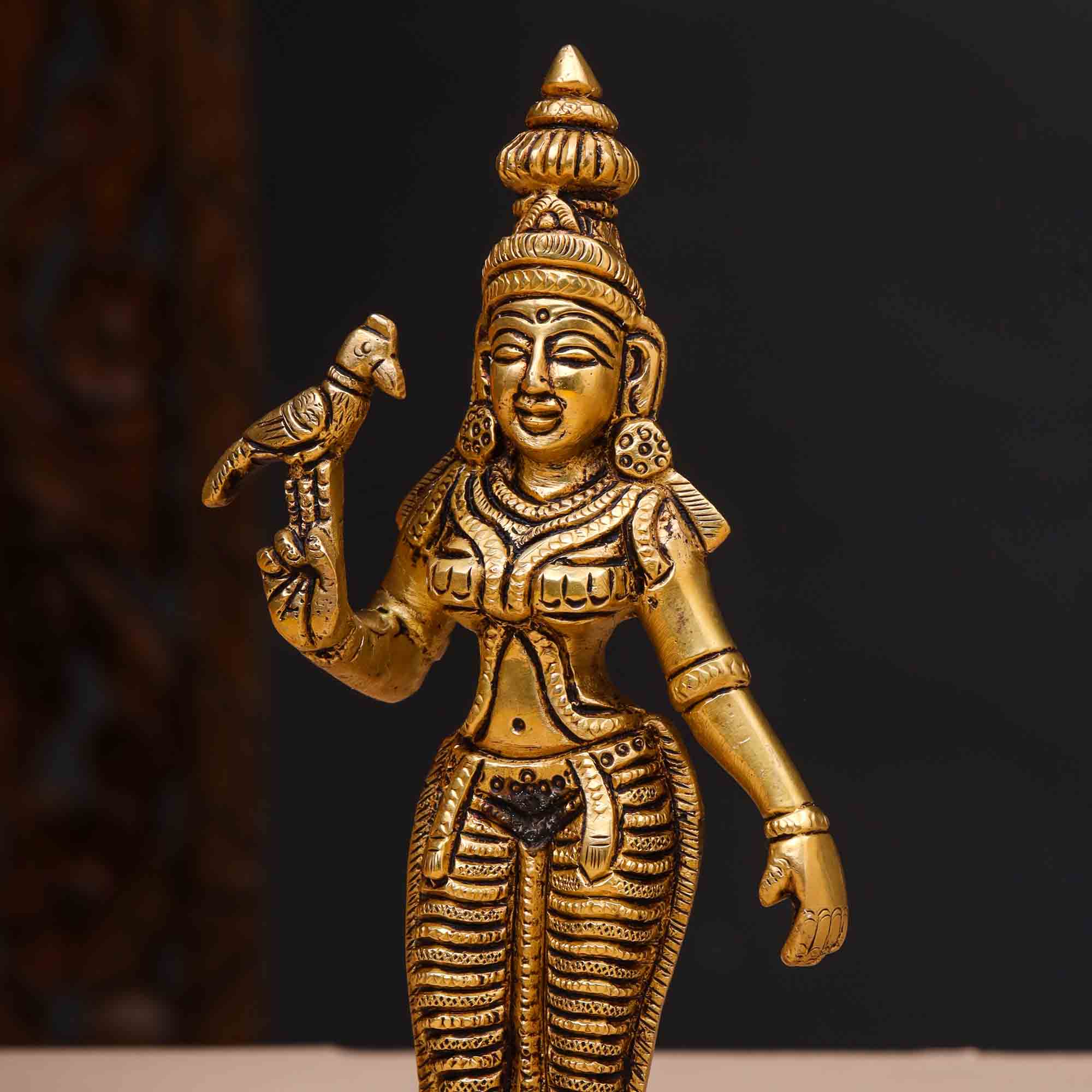 Brass Madurai Meenakshi Devi Idol (7.5 Inch) | data fragment HEIGHT