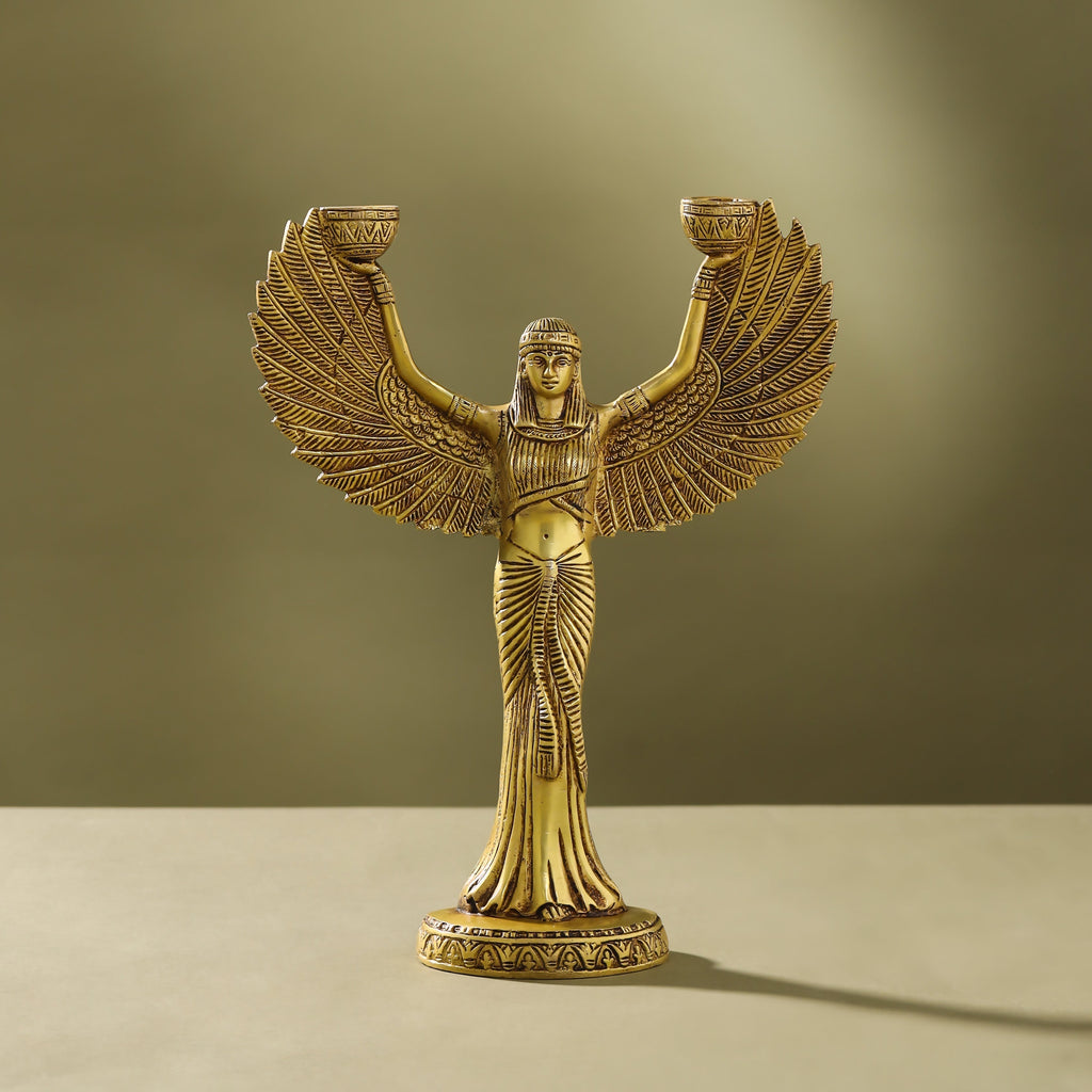 Brass Egyptian Goddess Isis Candle Holder (11.5 Inch) | data fragment HEIGHT