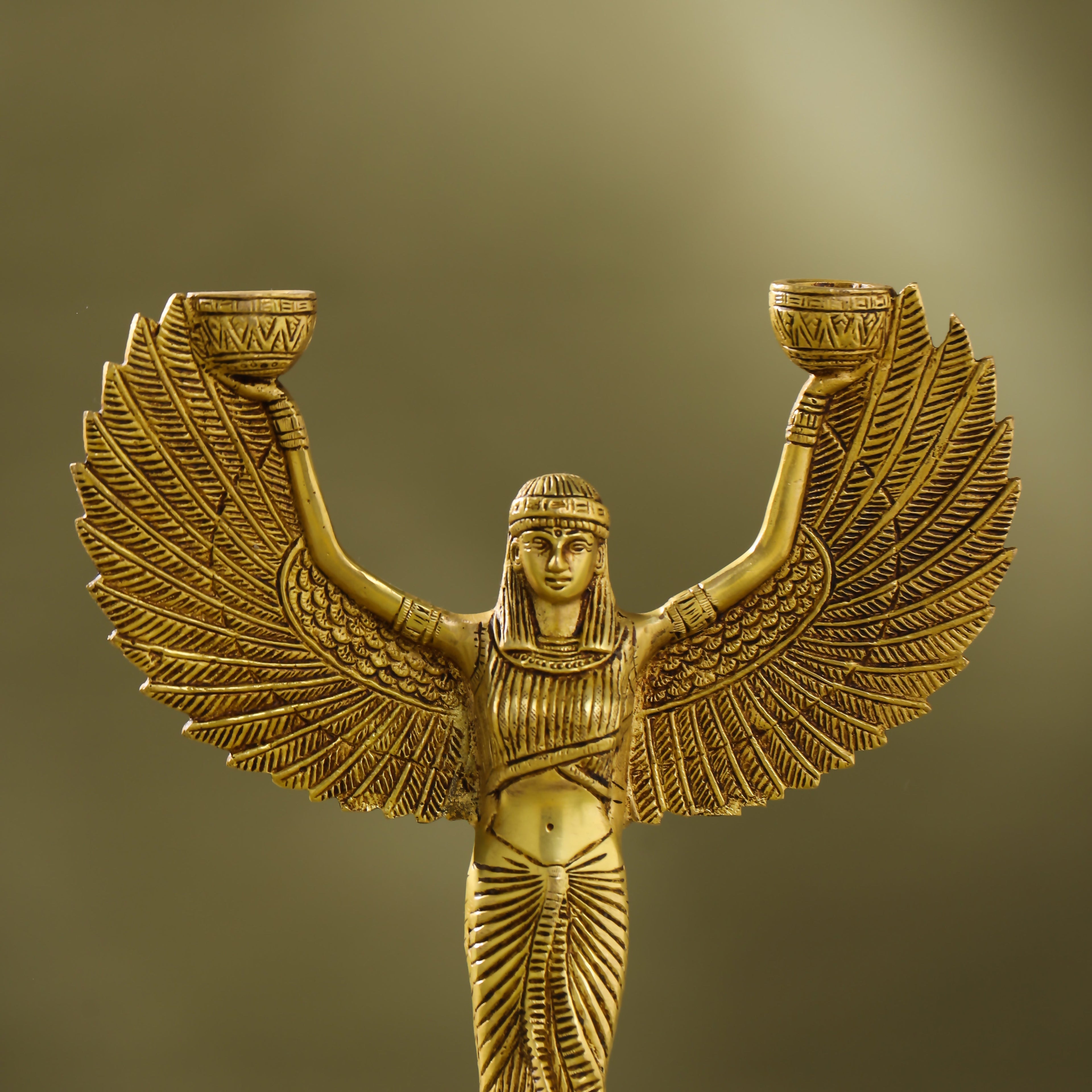Brass Egyptian Goddess Isis Candle Holder (11.5 Inch) | data fragment HEIGHT