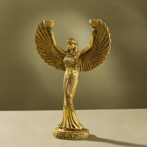 Brass Egyptian Goddess Isis Candle Holder (11.5 Inch) | data fragment HEIGHT
