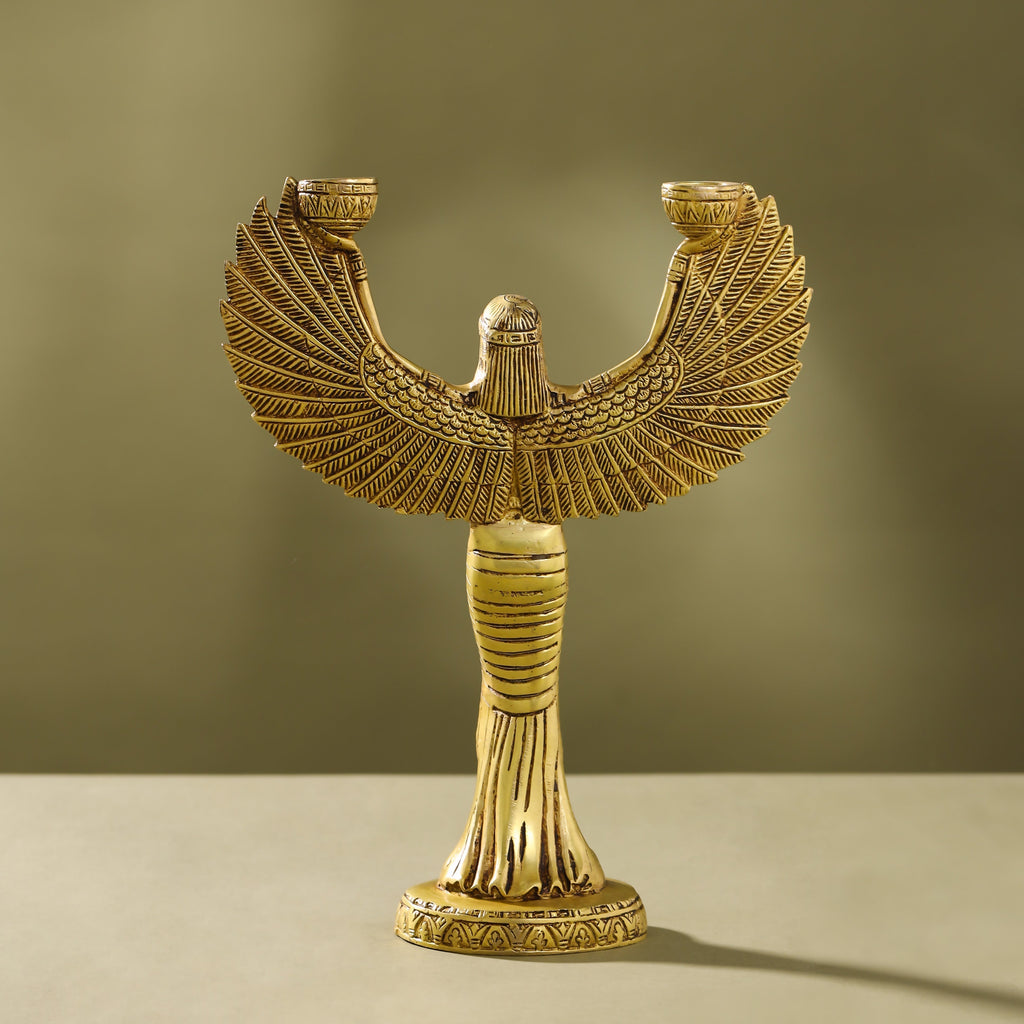 Brass Egyptian Goddess Isis Candle Holder (11.5 Inch) | data fragment HEIGHT