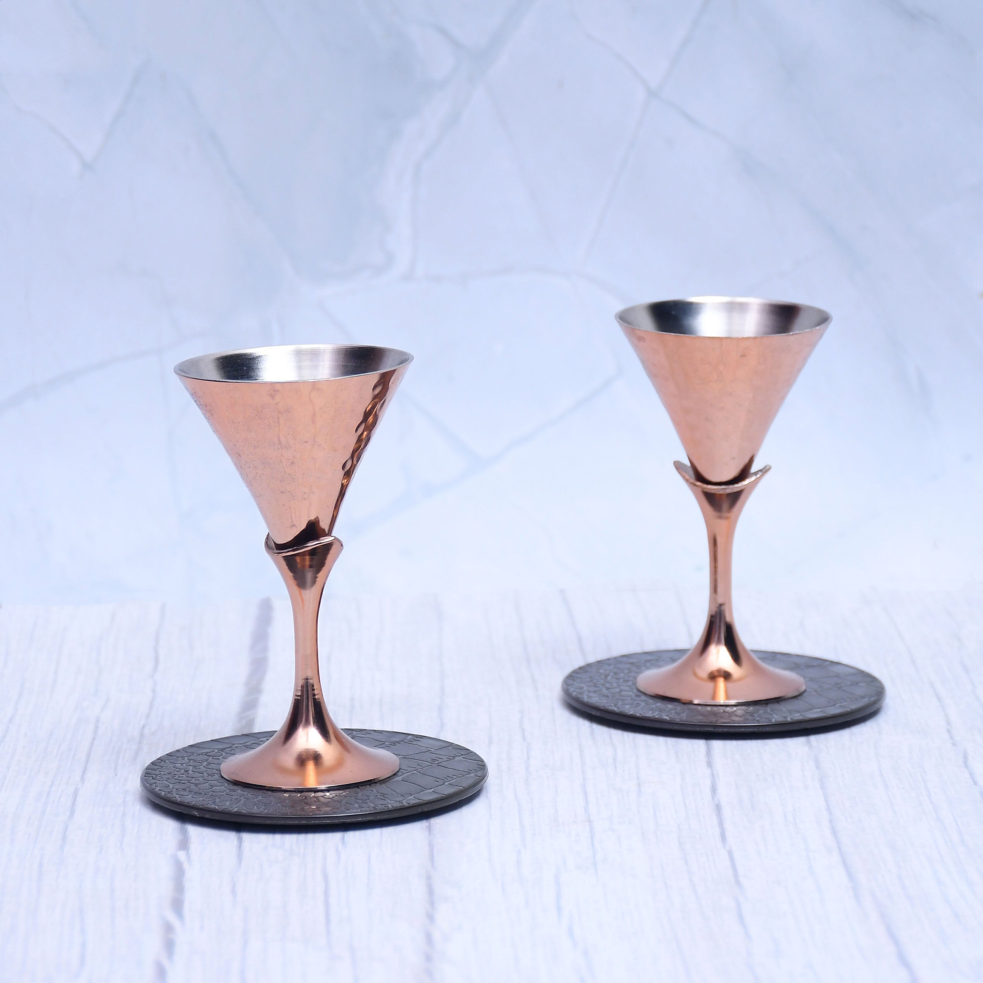 Conical Copper Tequila Glasses – Handcrafted Barware Set of 2 for Parties & Gifting