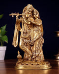 Brass Radha Krishna together Idol 12 inch | 100% Certified Copper & Brass