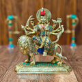 Brass Superfine Durga statue with Stonework 10 " | Brass Superfine Durga