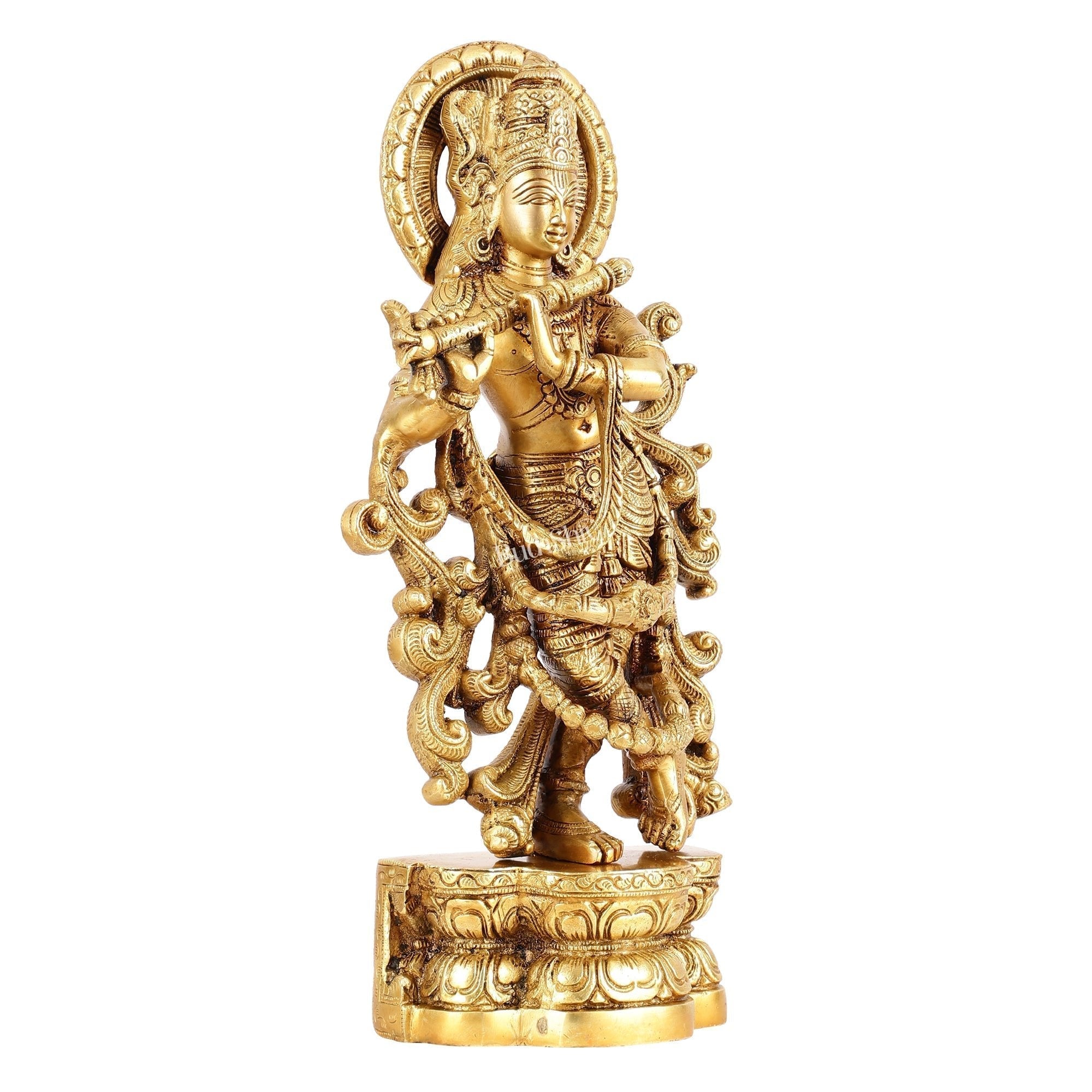 Brass Superfine Lord Krishna Statue - 15.5 Inch | Experience divine essence