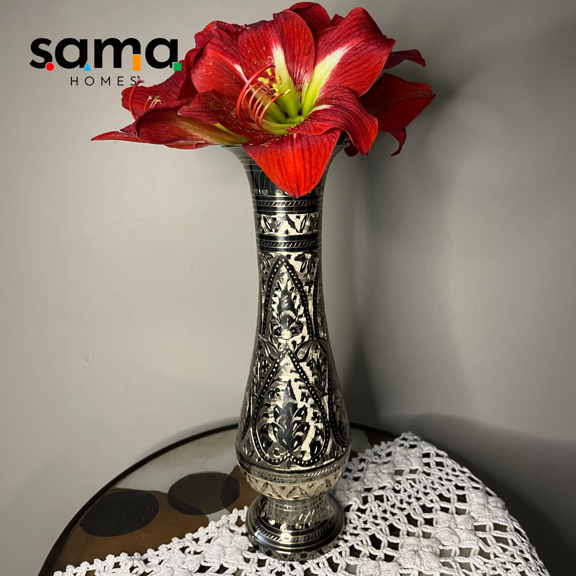 Brass Handcrafted Flower Vase - 14 Inch