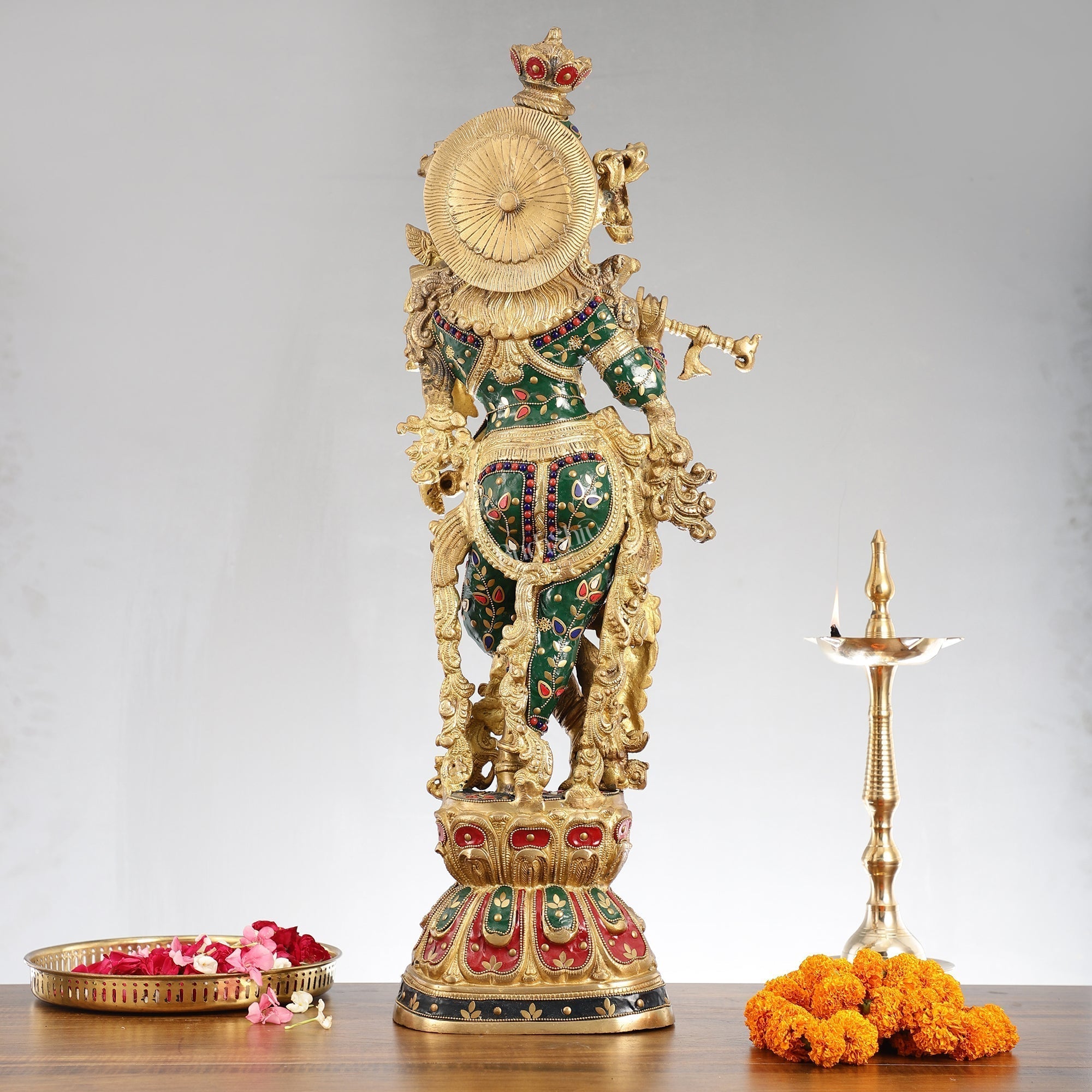 Divine Brass Handcrafted Ever Smiling Krishna Kanhaiya Statue 29" | Experience divine presence